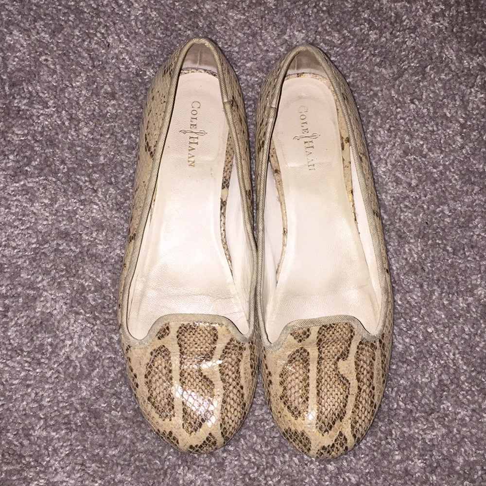 Cole Haan snakeskin flats, 8M